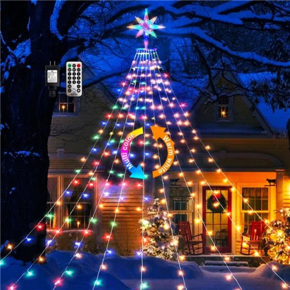 Christmas Star String Lights, 317LED 11Ft*9 Strip Christmas Tree Lights